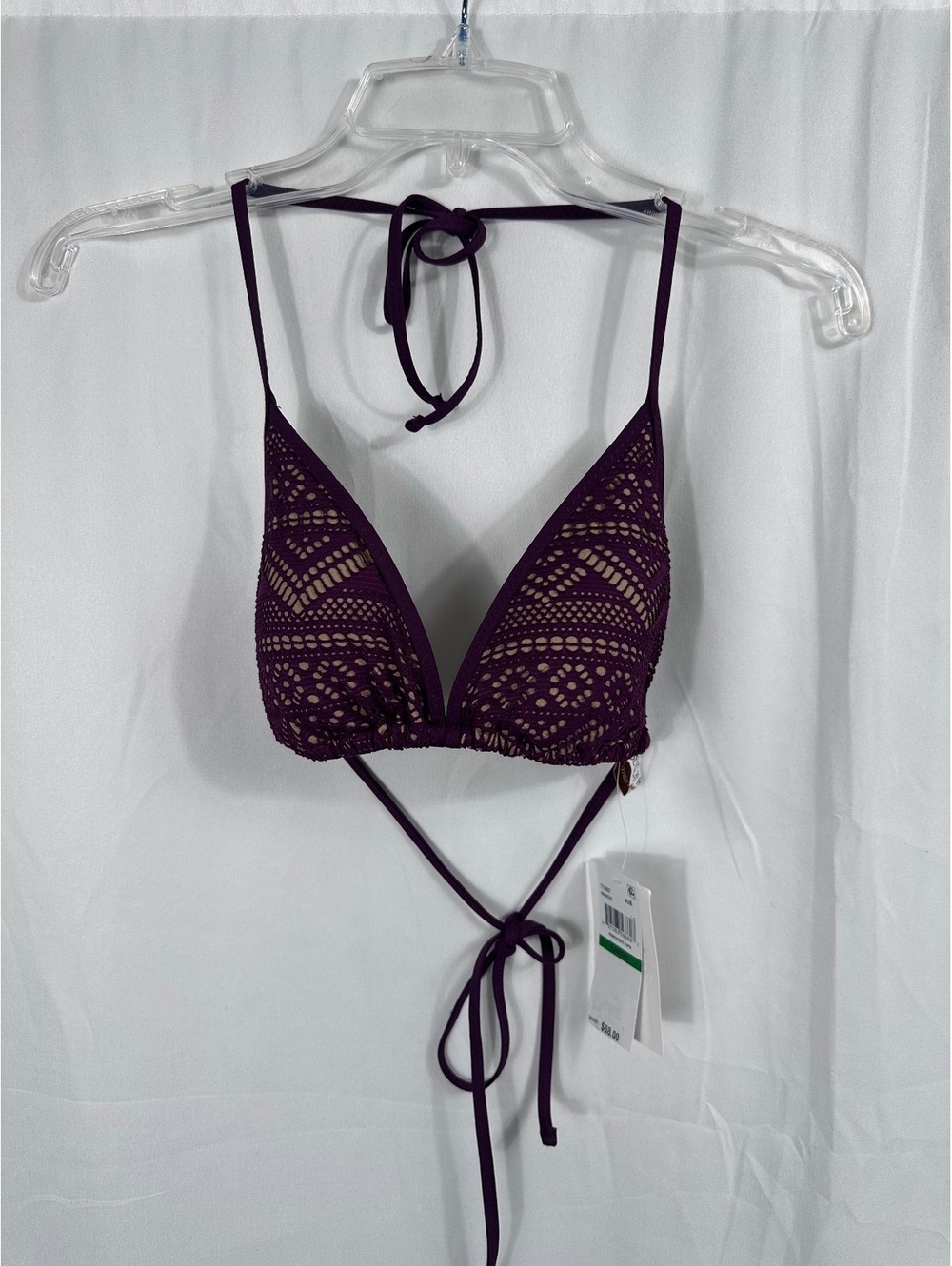 Becca by Rebecca Virtue Purple Crochet Bikini Top Large